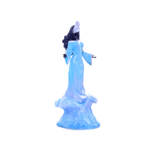 Terreiro Chão de Oya handmade resin statue of Yemanja Orixá in a blue gown standing on stylized ocean waves