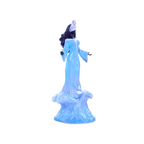 Terreiro Chão de Oya handmade resin statue of Yemanja Orixá in a blue gown standing on stylized ocean waves
