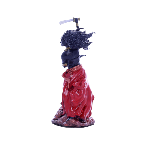Terreiro Chão de Oya handmade resin statue of Yansa Orixá featuring a flowing red skirt and raised sword