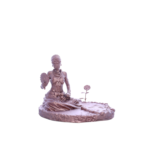 Terreiro Chão de Oya hand-crafted resin statue of Oxum Orixá in a bronze finish holding a mirror