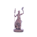 Terreiro Chão de Oya hand-crafted bronze-toned resin statue of Oxala Orixá holding a staff and fan on a round base.