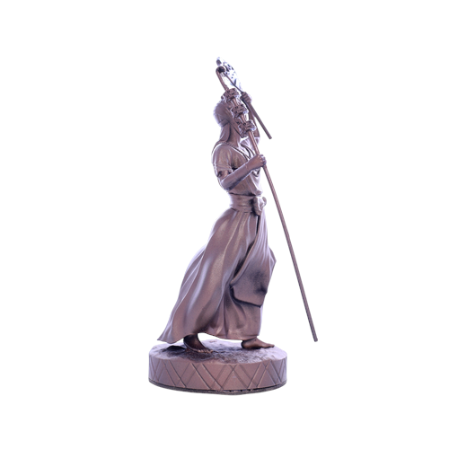 Terreiro Chão de Oya hand-crafted resin statue of Oxalá Orixá in a bronze finish holding a traditional staff