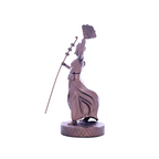 Terreiro Chão de Oya hand-crafted resin statue of Oxala Orixá holding a staff and fan, side view.