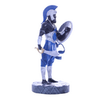Terreiro Chão de Oya hand-crafted resin statue of Ogum Orixá in blue and silver, featuring a sword and shield.