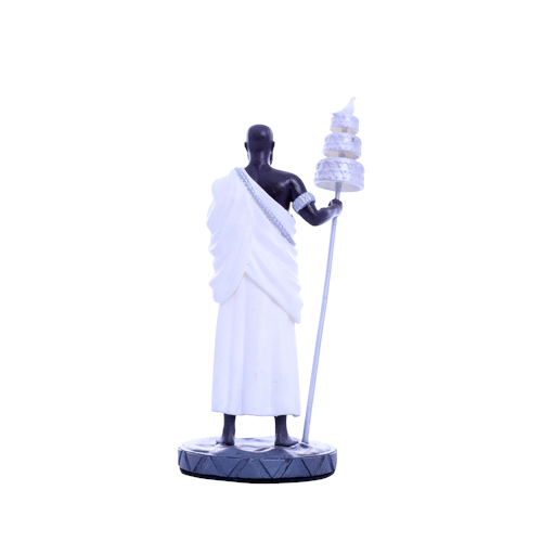 Terreiro Chão de Oya hand-crafted resin statue of Oxalá wearing white robes and holding a traditional staff