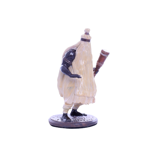 Terreiro Chão de Oya hand-crafted resin statue of Obaluae Orixá featuring traditional straw attire and ritual staff