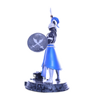 Terreiro Chão de Oya handmade resin statue of Ogum Orixá in blue and silver, featuring a shield and sword.