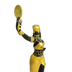 Terreiro Chão de Oya hand-crafted resin statue of Oxum Orixá in black and gold with a mirror, side view.