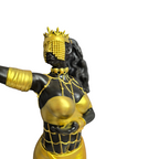 Terreiro Chão de Oya hand-crafted resin statue of Oxum Orixá featuring black skin with intricate gold jewelry details.