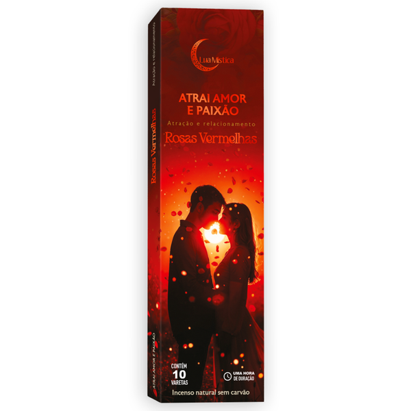 Incenso Natural Atrai Amor e Paixão 0% Carvão Cx C 10 Varetas