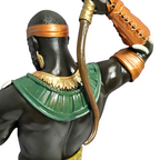 Terreiro Chão de Oya hand-crafted resin statue of Oxossi Orixá showing detailed back view with bow and green collar