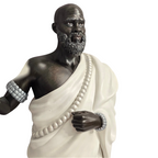 Terreiro Chão de Oya handmade resin statue of Oxalá, featuring a dark-skinned deity in white robes with beaded jewelry.