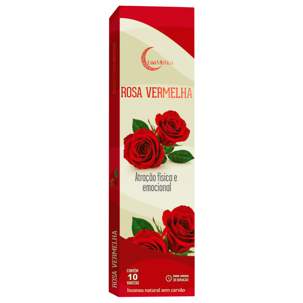 Incenso Natural Rosa Vermelha 0% Carvão Cx C 10 Varetas