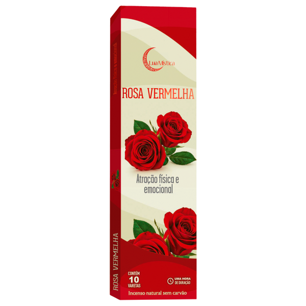 Incenso Natural Rosa Vermelha 0% Carvão Cx C 10 Varetas
